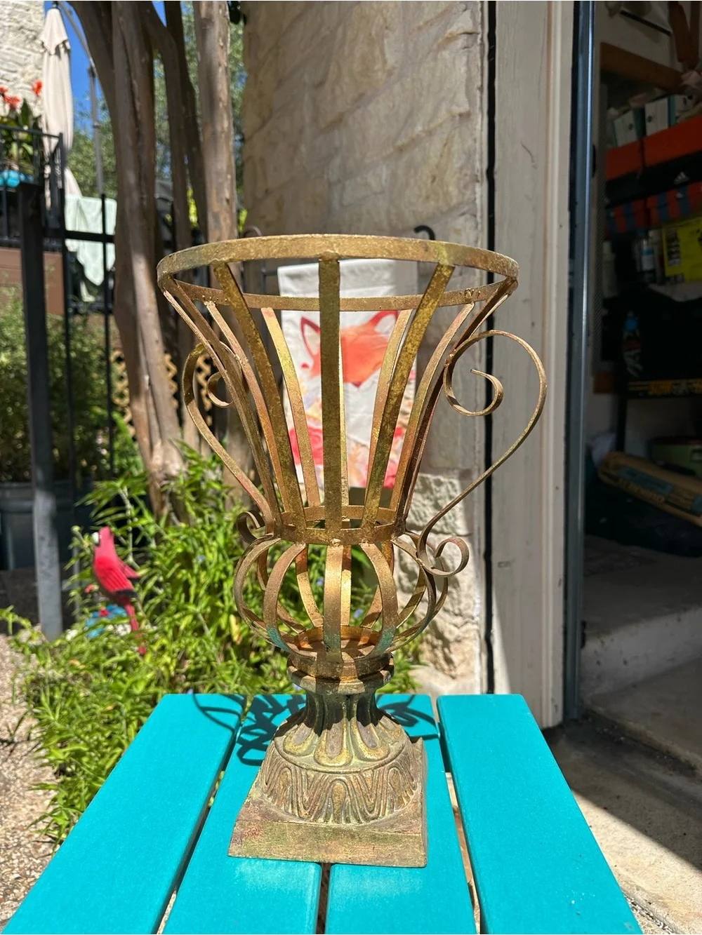 Gold Decorative Metal Urn Vase - Elegant Home Accent